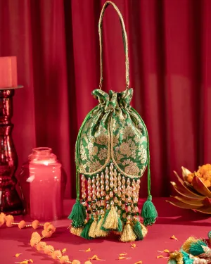 Emerald Green Meera Tasseled Potli