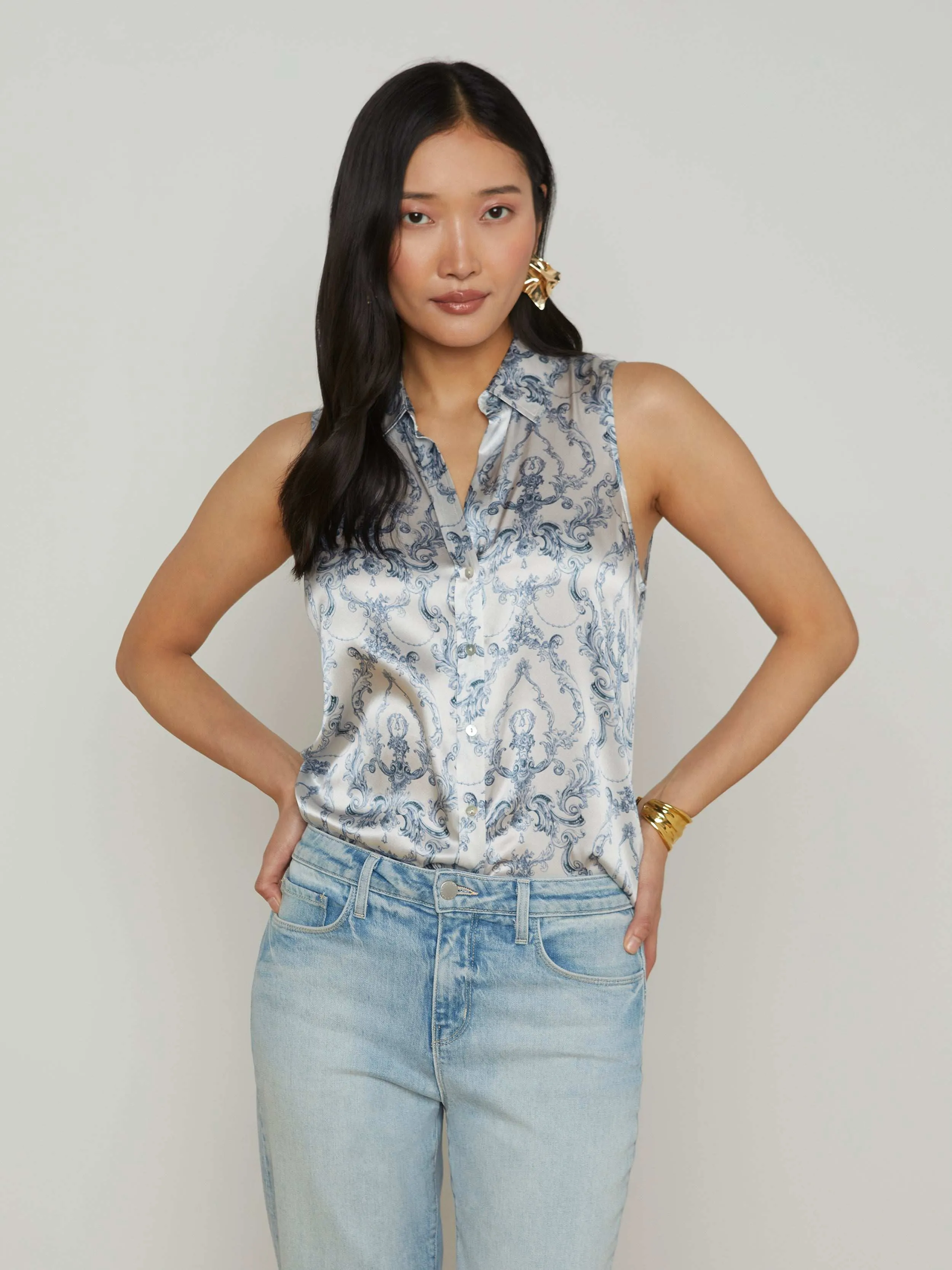 Emmy Sleeveless Silk Blouse