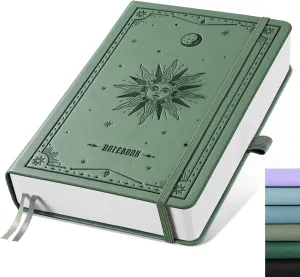 EMSHOI Blank Notebook Journal - 320 Pages, 100gsm Thick Paper, A5 Hardcover Leather, Art Sketchbook for Drawing, Unlined, Plain Sketch Book for Women Men Work Writing, 5.75 X 8.38, Green