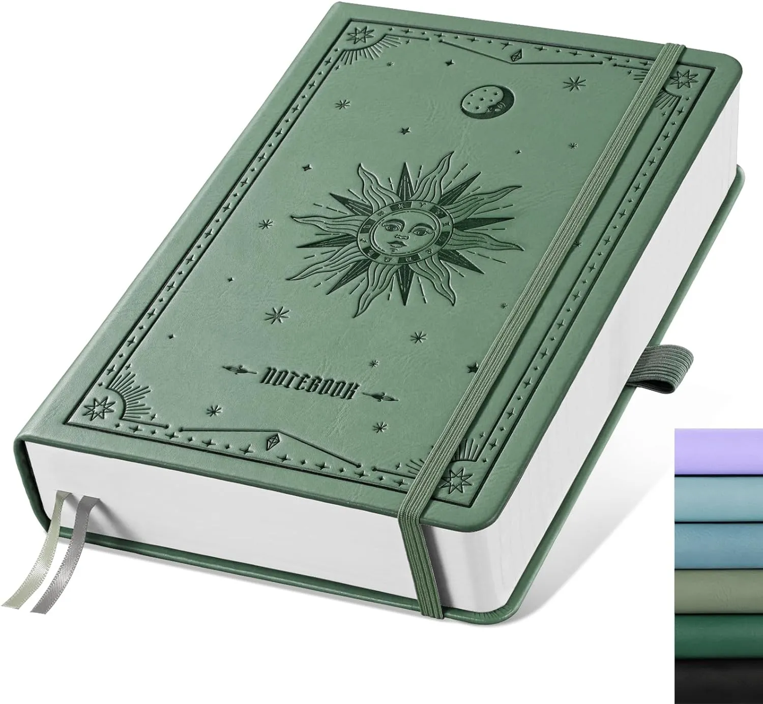 EMSHOI Blank Notebook Journal - 320 Pages, 100gsm Thick Paper, A5 Hardcover Leather, Art Sketchbook for Drawing, Unlined, Plain Sketch Book for Women Men Work Writing, 5.75 X 8.38, Green
