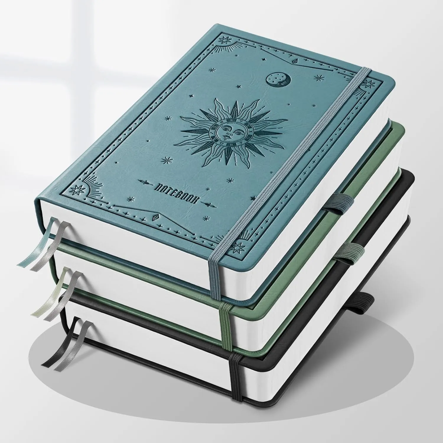 EMSHOI Blank Notebook Journal - 320 Pages, 100gsm Thick Paper, A5 Hardcover Leather, Art Sketchbook for Drawing, Unlined, Plain Sketch Book for Women Men Work Writing, 5.75 X 8.38, Green