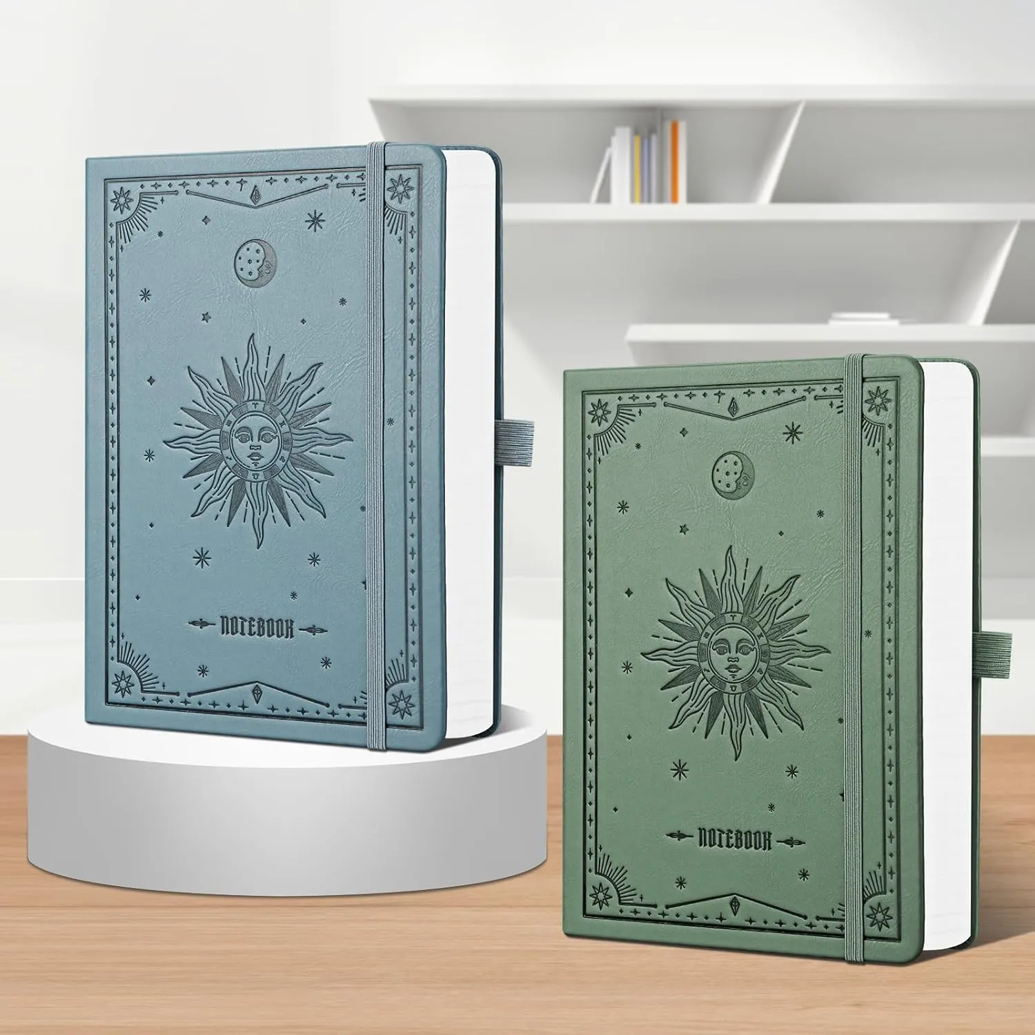 EMSHOI Blank Notebook Journal - 320 Pages, 100gsm Thick Paper, A5 Hardcover Leather, Art Sketchbook for Drawing, Unlined, Plain Sketch Book for Women Men Work Writing, 5.75 X 8.38, Green