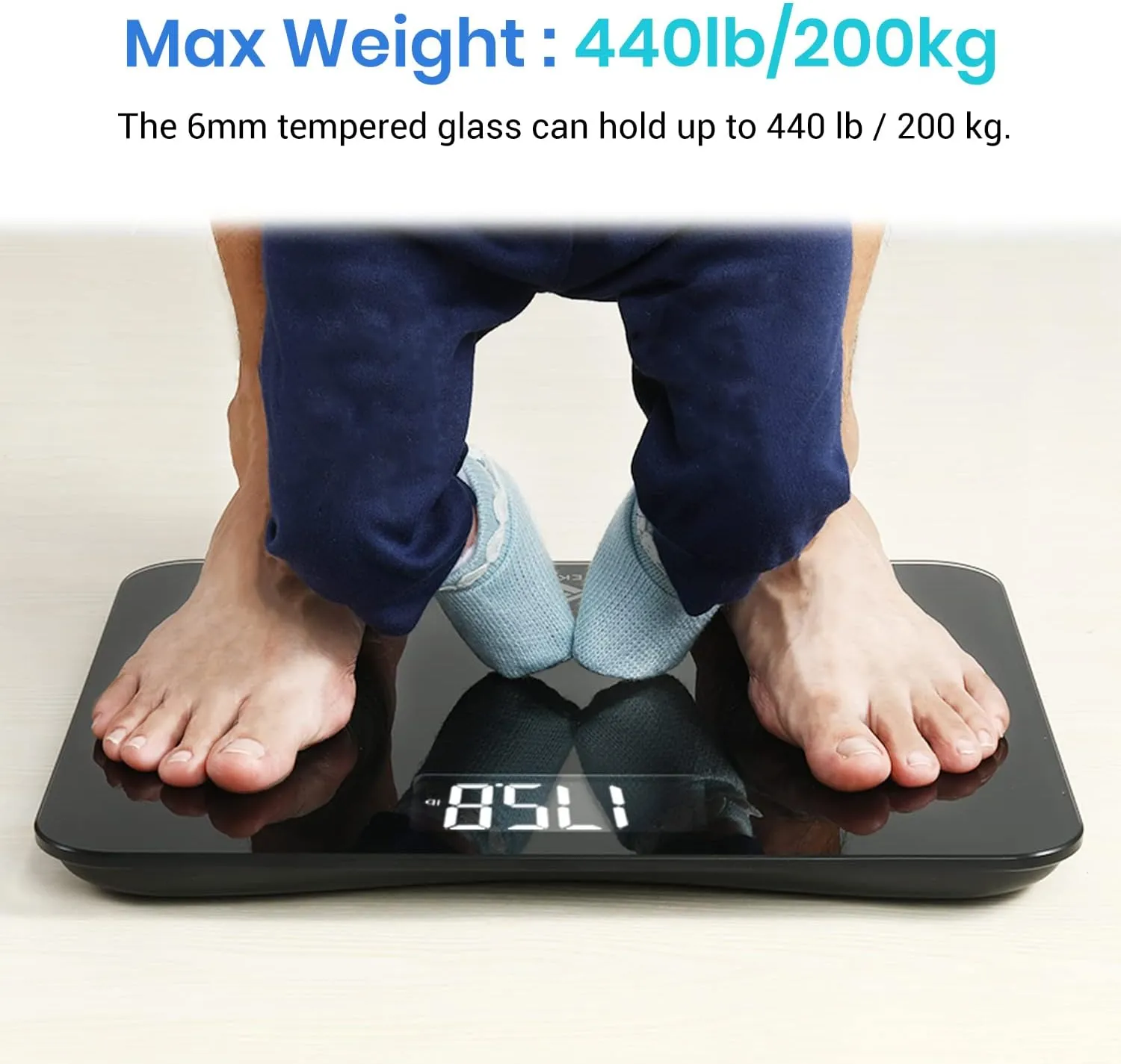 Etekcity Scale for Body Weight, Bathroom Digital Weighing Machine for People, Extra Wide Platform and High Capacity, Accurate and Safe, Large Number and Easy-to-Read on Backlit LCD Display, 440 lb
