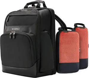Everki Onyx Business Executive Laptop Backpack   Compressible Packing Cube Set (S & M), 36L, 17.3-Inch Laptop Compartment, Premium Ballistic Nylon & Leather, RFID-Blocking, Travel Friendly, Black