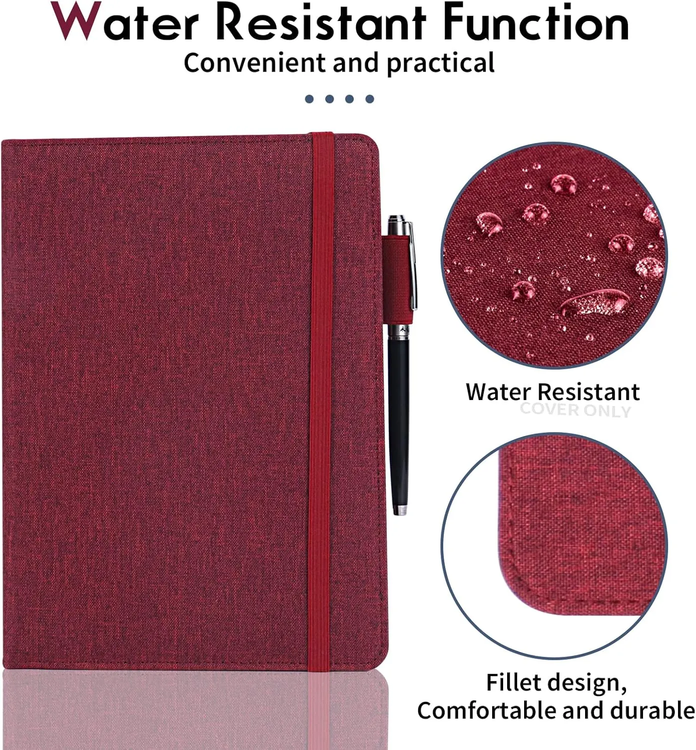 Executive Size Notebook Cover for Rocketbook A5 8.8"x6" Inch, Waterproof Portfolio Organizer with Pen Loop Holder & Card Slots, Protective Case for Journals - Business Travel & Office Use (Fuchsia)