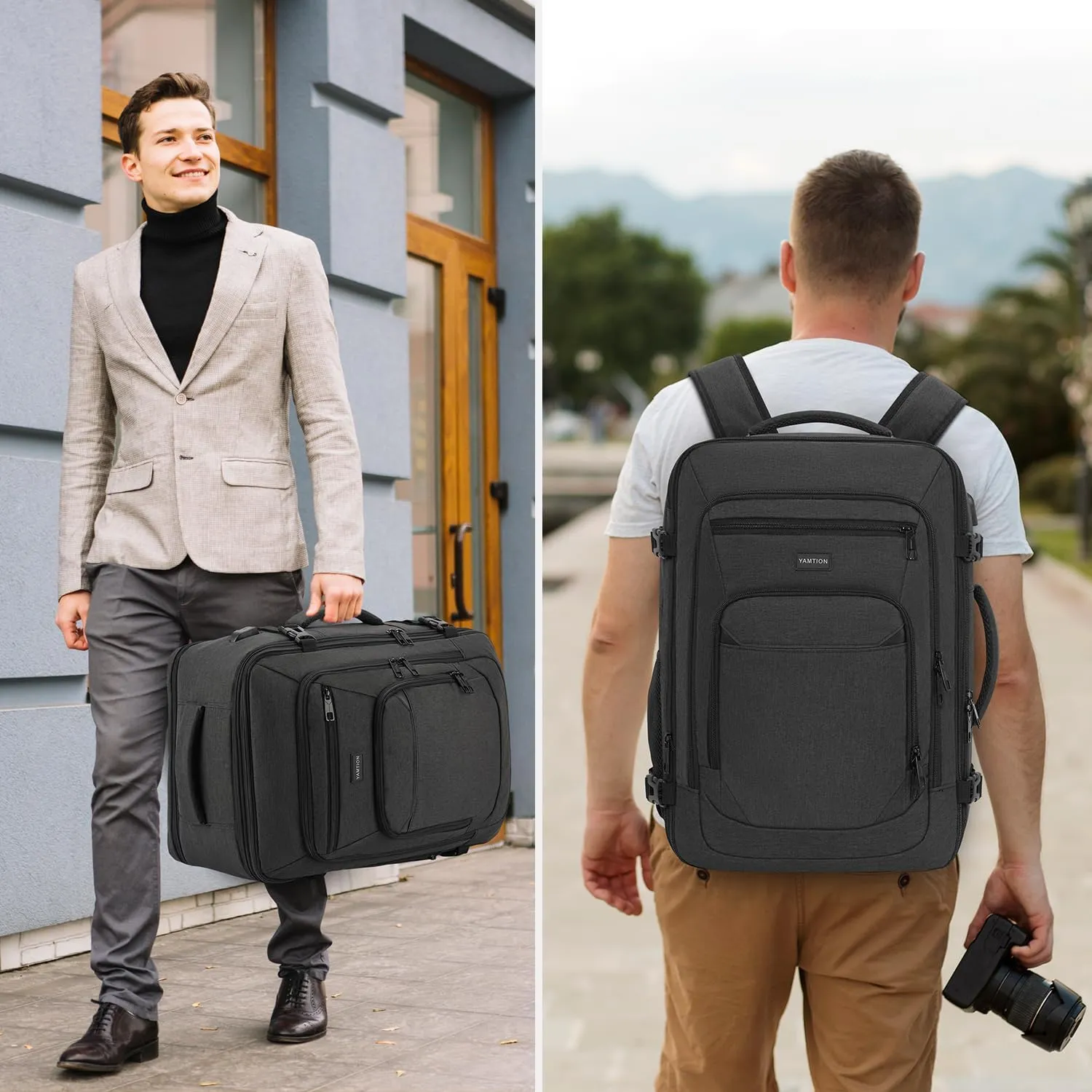 Expandable Carry on Backpack,45L Extra Large Travel Backpack Weekender Back Pack Airplane Approved with USB Port College School Backpack Bookbag for Adult Travel Business University