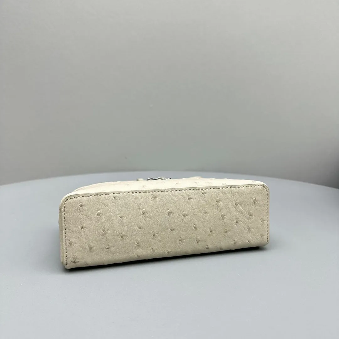 EXTRA POCKET L19 IN BISQUE BEIGE OSTRICH LEATHER