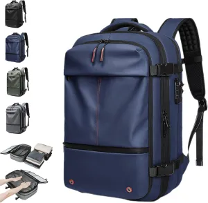 Ezy Vac Backpack,Ezyvac Vacuum Compression Travel Backpack,Large Capacity Expandable Waterproof Multifunctional Bag (Blue)