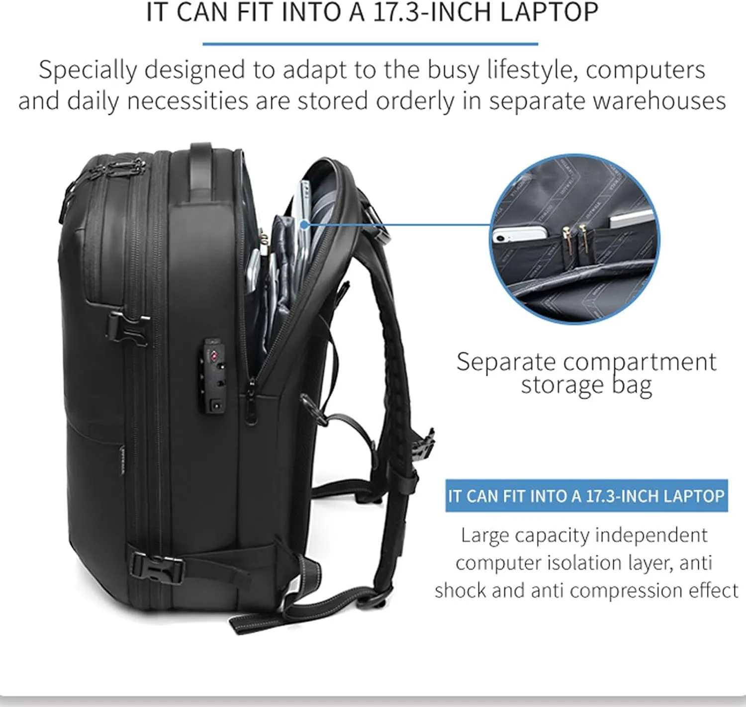 Ezy Vac Backpack,Ezyvac Vacuum Compression Travel Backpack,Large Capacity Expandable Waterproof Multifunctional Bag (Blue)
