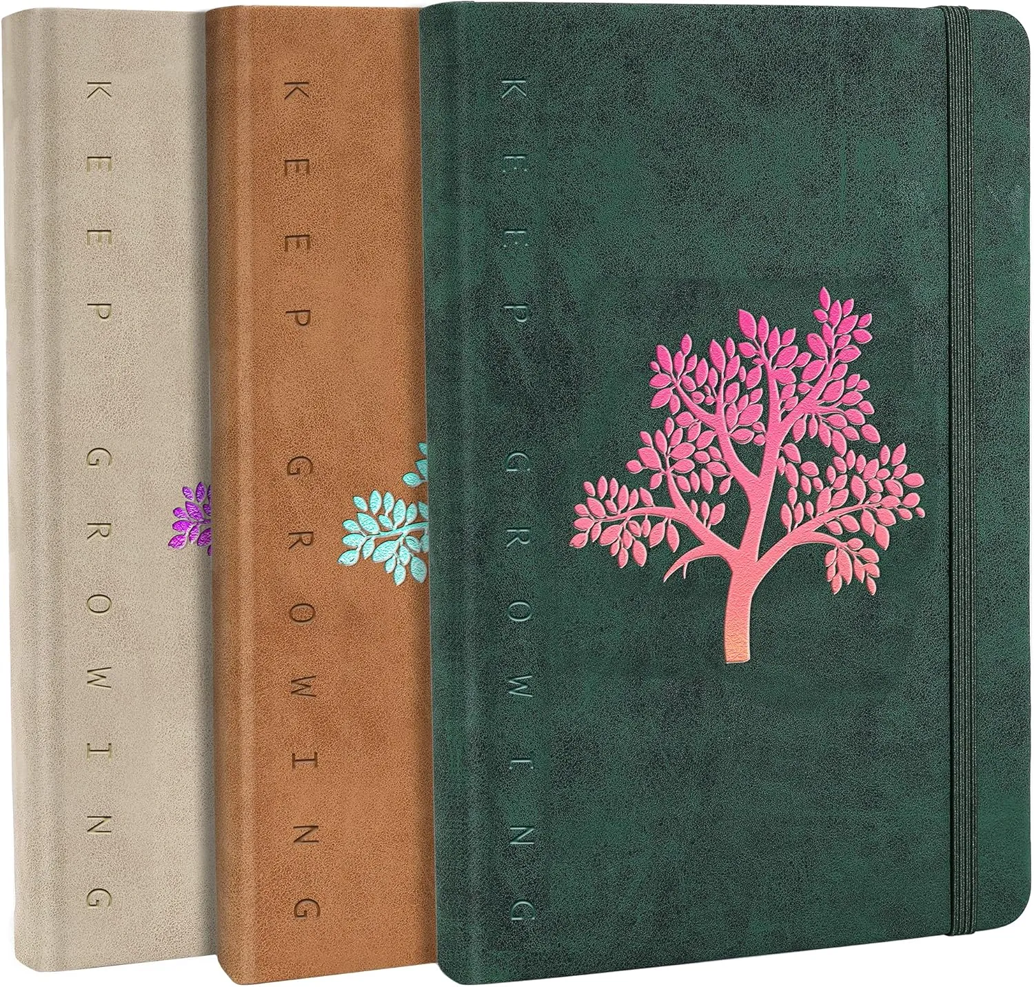 Fanery Sue Journal Notebook 3 Pack Tree of Life Journals for Writing A5 College Ruled Lined Writing Personal Diary Notebooks 180° Lay Flat Thick Paper Hard Cover Leatherette 200 Pages