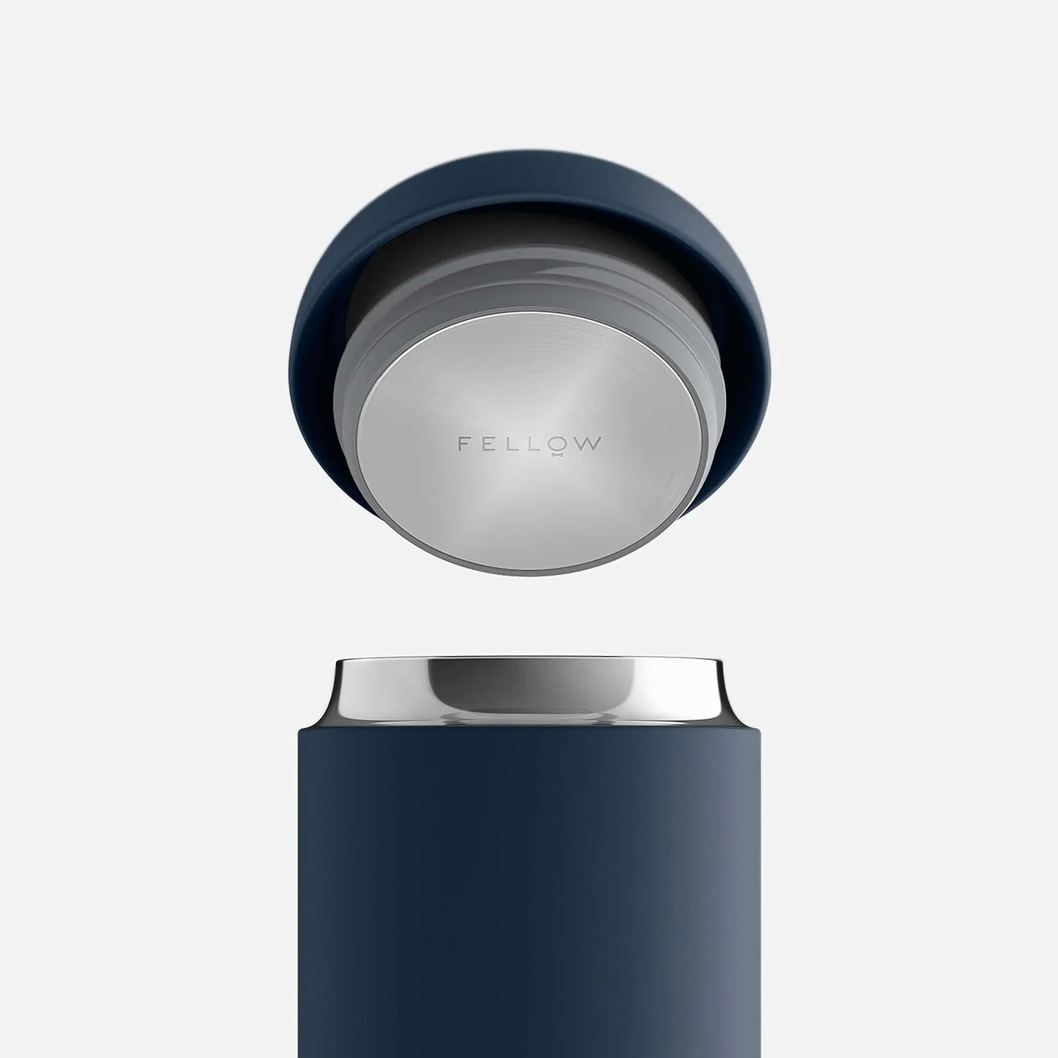 Fellow 16 oz Carter Wide Travel Mug - Wide Mouth Vacuum-Insulated Stainless Steel - Tea and Coffee Tumbler - Travel Coffee Mug with Ceramic Interior - Stone Blue