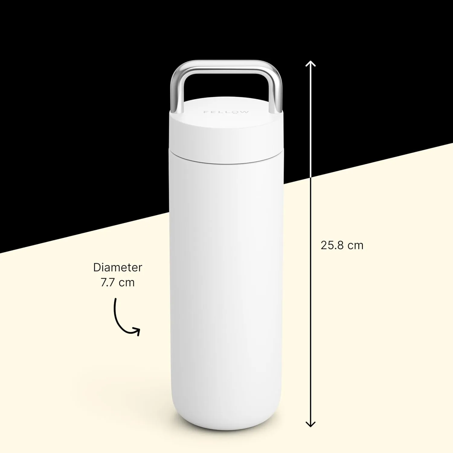Fellow 20 oz Carter Carry Vacuum Insulated Tumbler for Water, Tea, Coffee, Smoothies, & more - Stainless Steel - Keeps Heat for 12 Hours/Stays Cold for 24 Hours-Leak-Proof Seal-Slim Width-Matte White