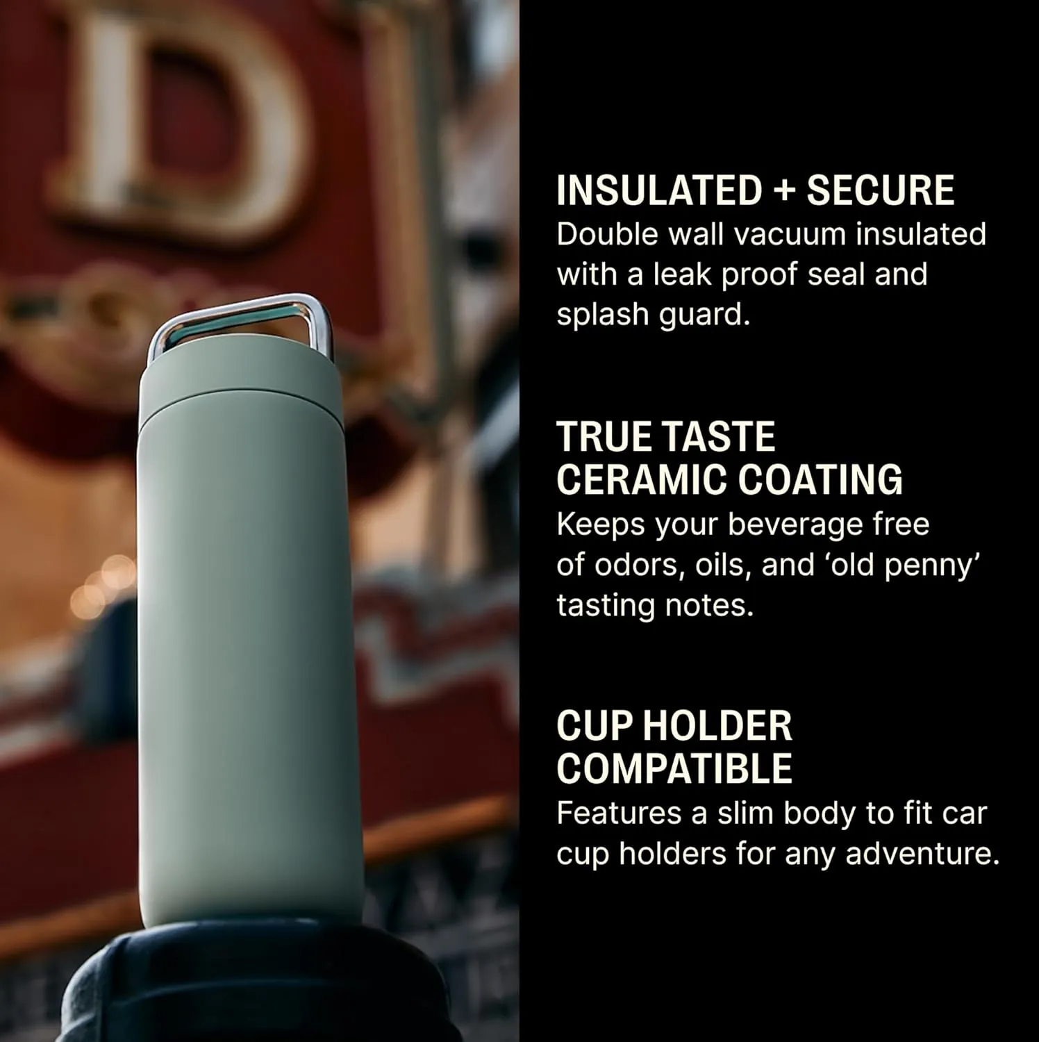 Fellow 20 oz Carter Carry Vacuum Insulated Tumbler for Water, Tea, Coffee, Smoothies, & more - Stainless Steel - Keeps Heat for 12 Hours/Stays Cold for 24 Hours-Leak-Proof Seal-Slim Width-Mint Chip
