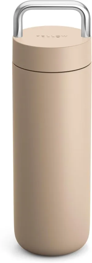 Fellow 20 oz Carter Carry Vacuum Insulated Tumbler for Water, Tea, Coffee, Smoothies, & more - Stainless Steel - Keeps Heat for 12 Hours/Stays Cold for 24 Hours-Leak-Proof Seal-Slim Width-Sand Dune
