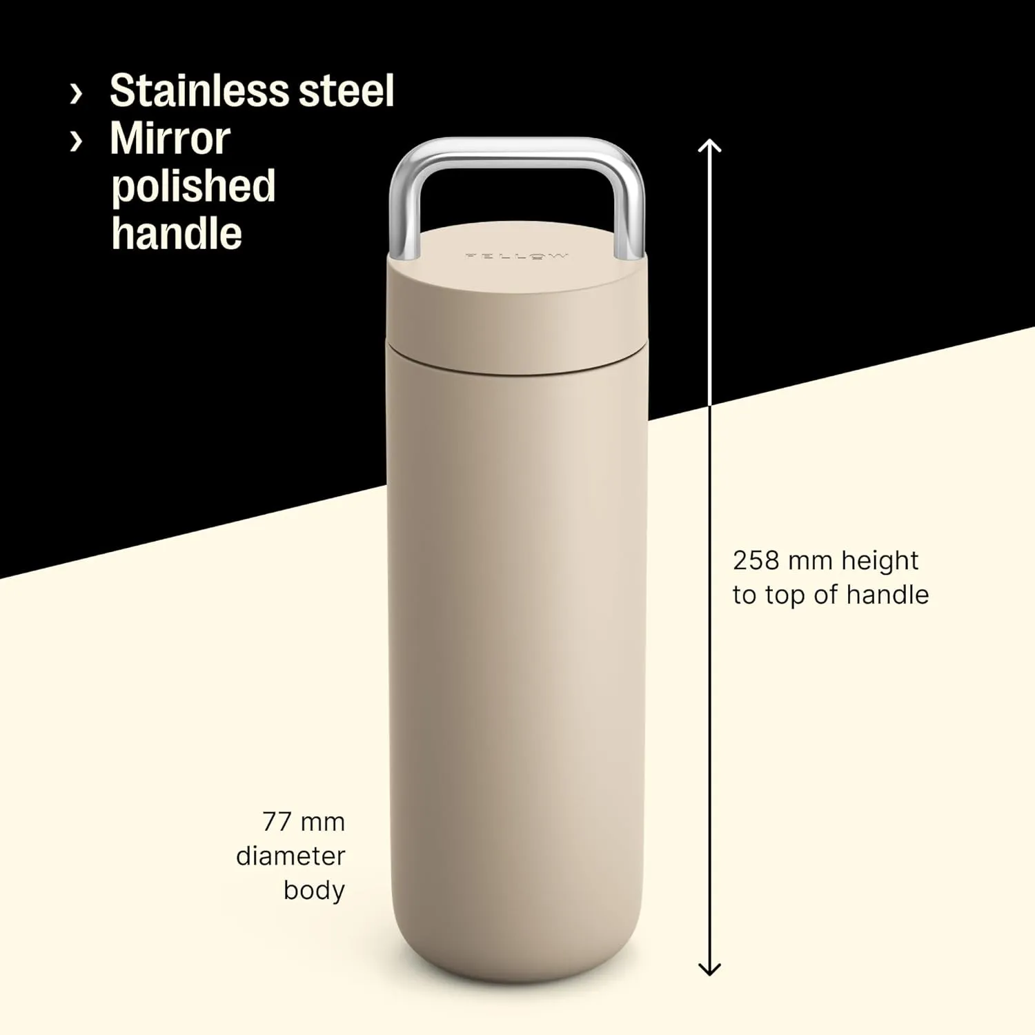 Fellow 20 oz Carter Carry Vacuum Insulated Tumbler for Water, Tea, Coffee, Smoothies, & more - Stainless Steel - Keeps Heat for 12 Hours/Stays Cold for 24 Hours-Leak-Proof Seal-Slim Width-Sand Dune