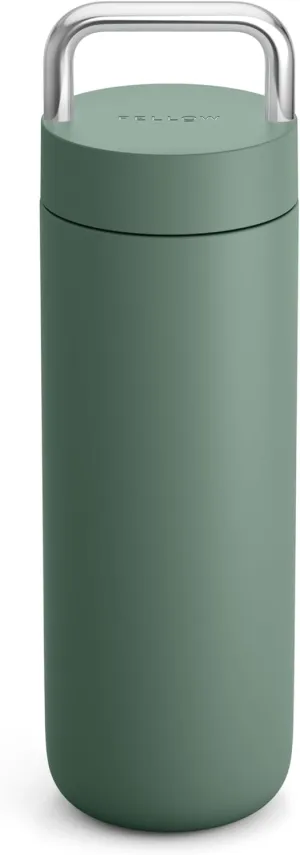 Fellow 20 oz Carter Carry Vacuum Insulated Tumbler for Water, Tea, Coffee, Smoothies, & more - Stainless Steel - Keeps Heat for 12 Hours/Stays Cold for 24 Hours-Leak-Proof Seal-Slim Width-Smoke Green