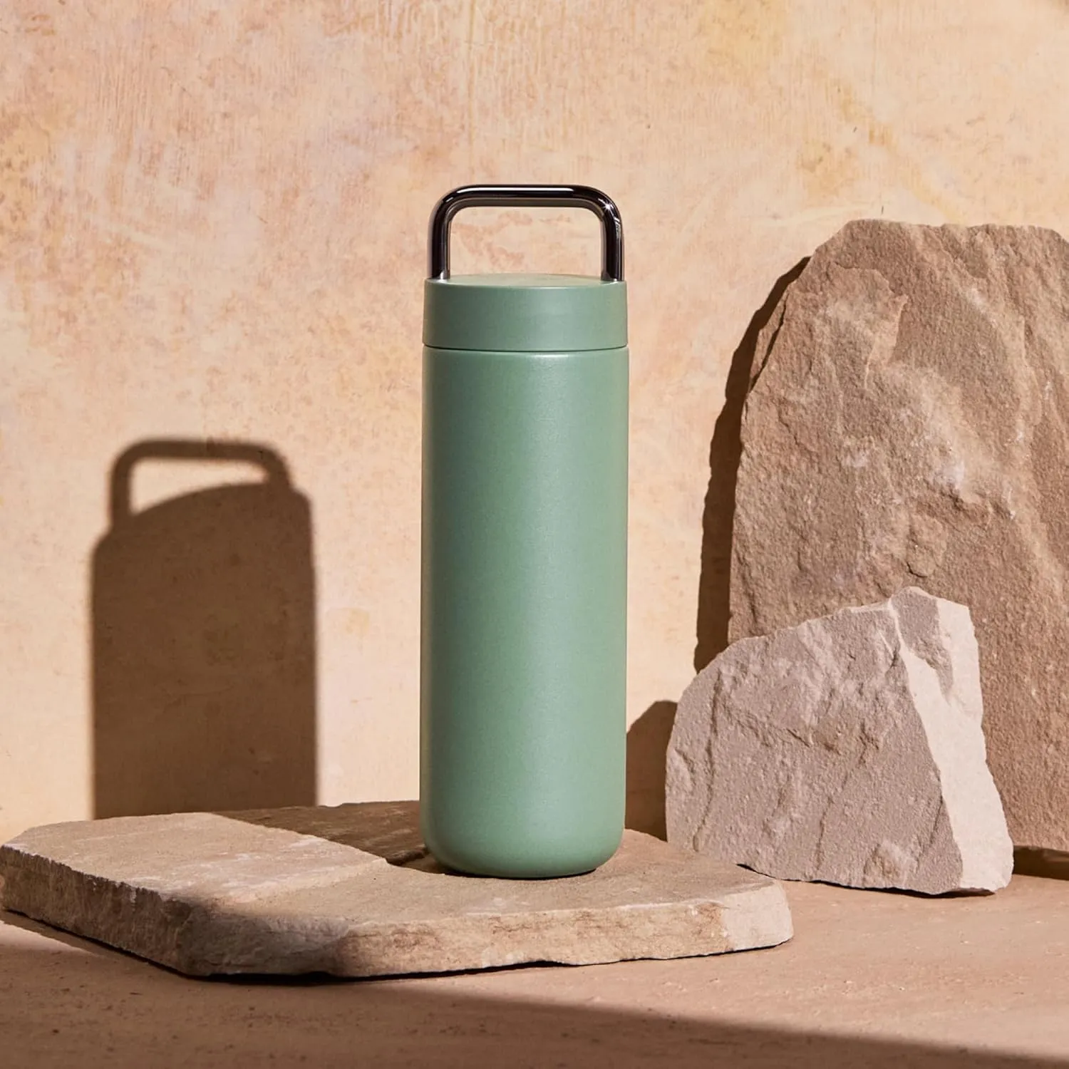 Fellow 20 oz Carter Carry Vacuum Insulated Tumbler for Water, Tea, Coffee, Smoothies, & more - Stainless Steel - Keeps Heat for 12 Hours/Stays Cold for 24 Hours-Leak-Proof Seal-Slim Width-Smoke Green
