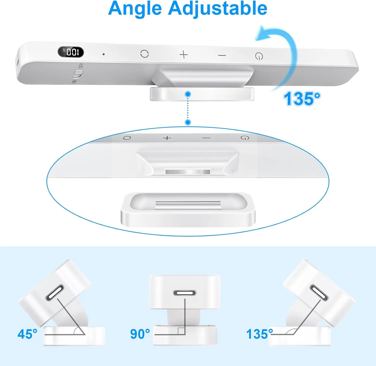 Ferswe 3W Rechargeable Light Bar with Remote Control, 3 Color Adjustable Mirror Lights, 2000mAh Battery Makeup, Touch for Cabinets, Magnetic Stick On for Closet, Kitchen