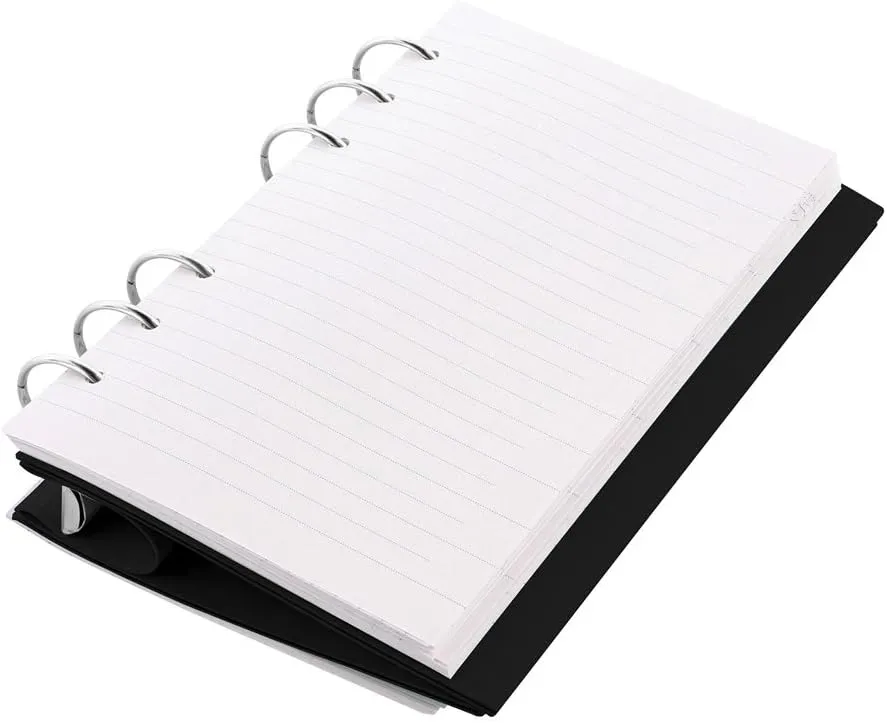 Filofax Clipbook, Classic Refillable Notebook, Black, Personal (6.75 x 3.75") Ruled, Plain and Quadrille Notes Pages, Undated Planner, Yearly, Monthly and Weekly Calendar (B023628)