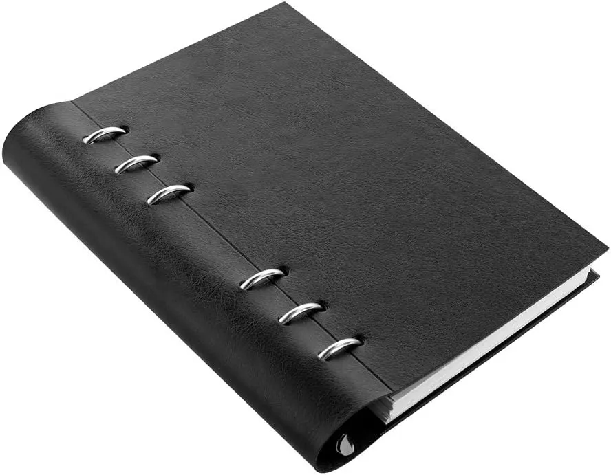Filofax Clipbook, Classic Refillable Notebook, Black, Personal (6.75 x 3.75") Ruled, Plain and Quadrille Notes Pages, Undated Planner, Yearly, Monthly and Weekly Calendar (B023628)