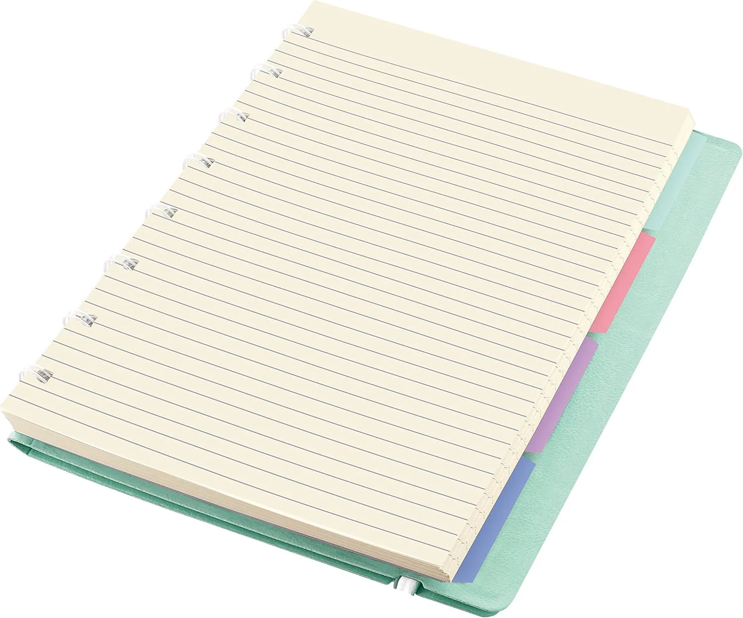 FILOFAX Refillable Pastel Notebook, A5 (8.25" x 5") Duck Egg - 112 Cream moveable pages - Index, pocket and page marker (B115052U)