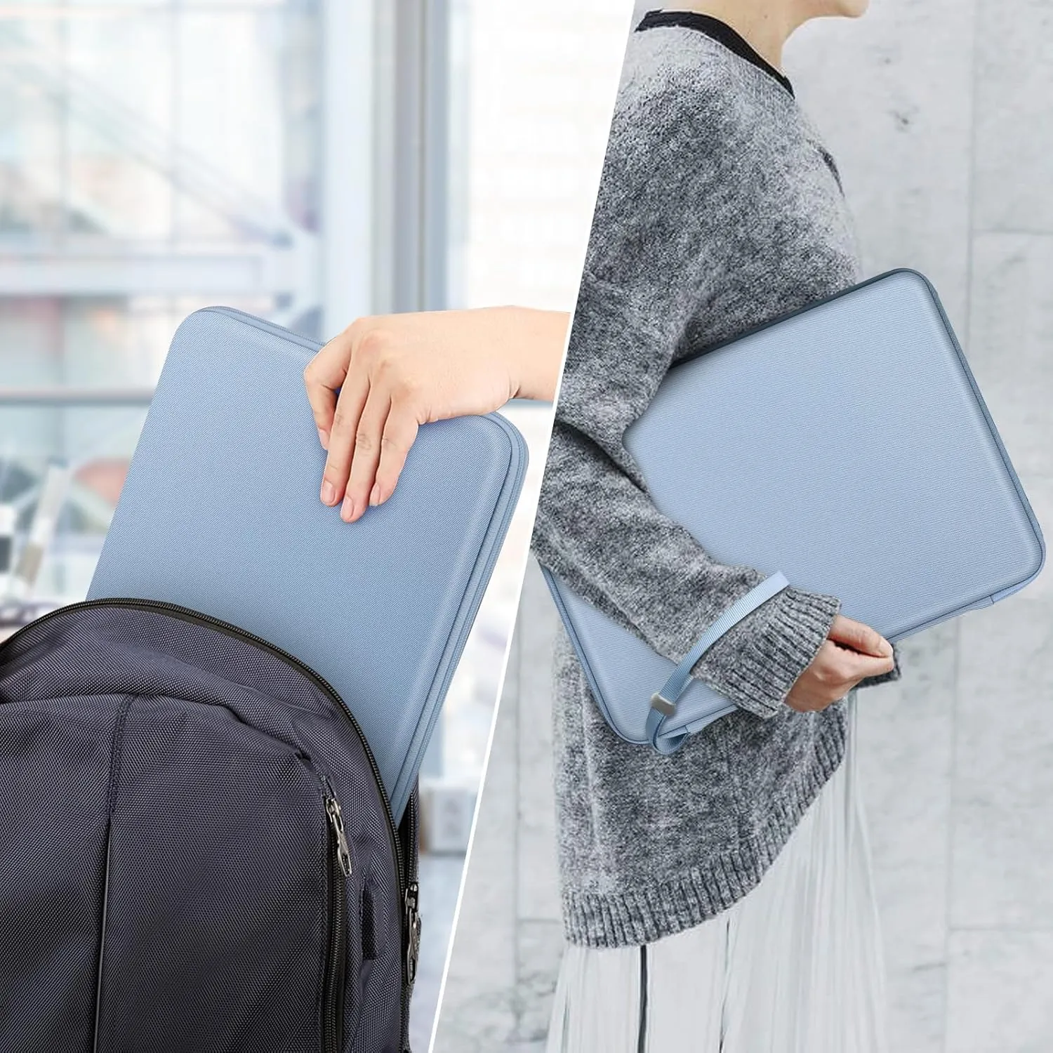 FINPAC Hard Laptop Sleeve Case for 15.3 inch MacBook Air M4 M3 M2 2025 2024, 16.2 inch MacBook Pro M4/M3/M2/M1 Pro/Max A2991 A2780 A2485 A2141, Waterproof Case for Surface Laptop/Book, Ice Blue