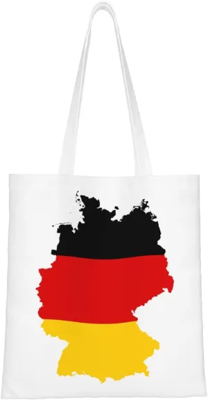 Flag Map of Germany Tote Bag for Women Canvas Shopping Bags Reusable Large Capacity Casual Shoulder Handbags Grocery Bags DIY Gift Bags