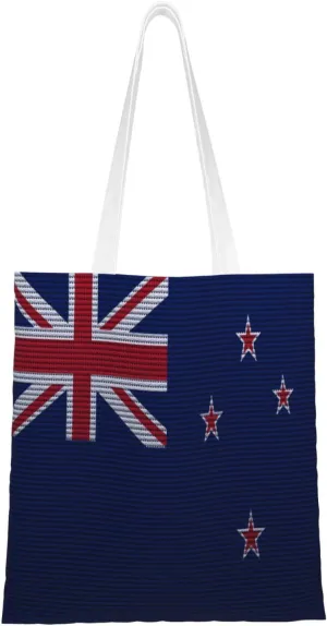Flag Of New Zealand Knitting Effect Tote Bag for Women Canvas Shopping Bags Reusable Large Capacity Casual Shoulder Handbags Grocery Bags DIY Gift Bags
