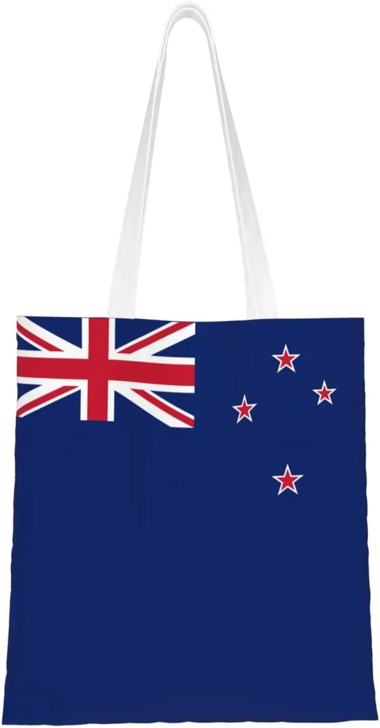 Flag Of New Zealand Tote Bag for Women Canvas Shopping Bags Reusable Large Capacity Casual Shoulder Handbags Grocery Bags DIY Gift Bags
