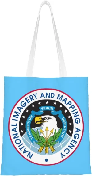 Flag of the United States National Imagery and Mapping Agency Tote Bag for Women Canvas Shopping Bags Reusable Large Capacity Casual Shoulder Handbags Grocery Bags DIY Gift Bags