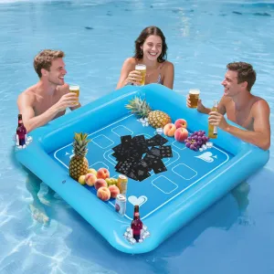 Floating Game Table for Pool - 40"x40" Inflatable Floating Table for Pool with Waterproof Playing Cards, Large Pool Float Drinking Table, Pool Float Drinks for Adults Outdoor Summer Beach Party