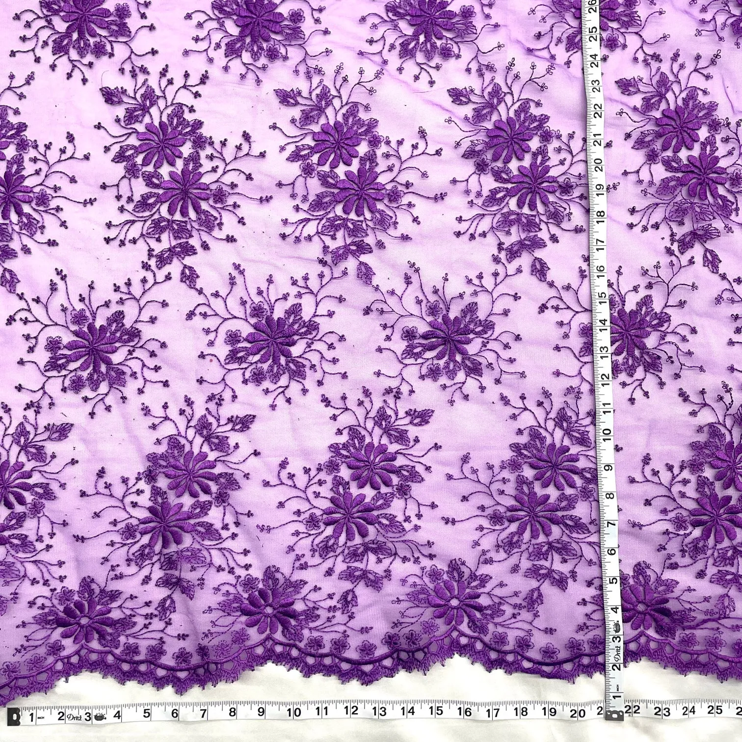 Floral Lace Fabric Embroidered on 100% Polyester Net Mesh | Lace USA - 41976W