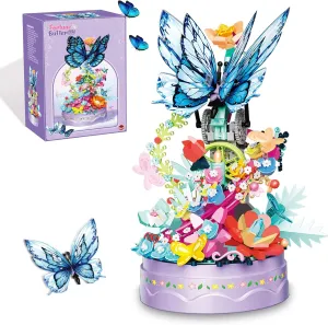 Flower Building Set with LED Light, 630 PCS Butterfly Flowers Mini Bricks Building Blocks Sets Botanical Collection Decor Birthday Gifts for Girls Her Mom Women Wife Girlfriend