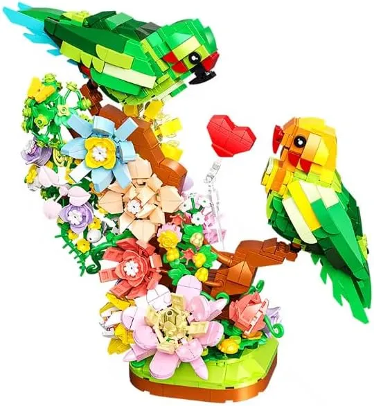 Flowers & Love Bird Building Set for Adults, Flower Parrot Botanicals Decor Model Kit with LED, Animal Toys Gifts Ideas for Kids Girls Boys Age 8  (1050 PCS)