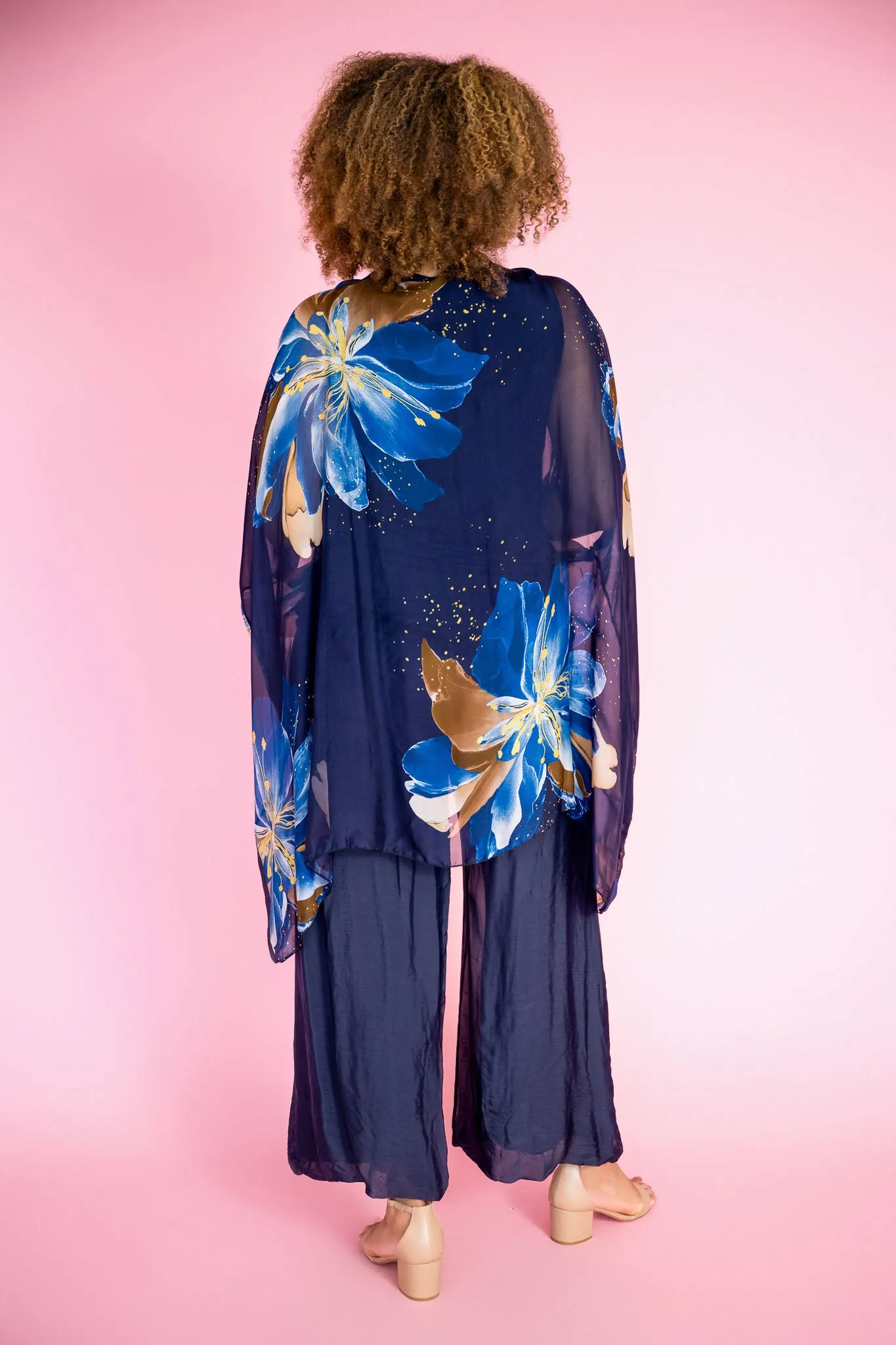 Flowy Silk Pants | Navy