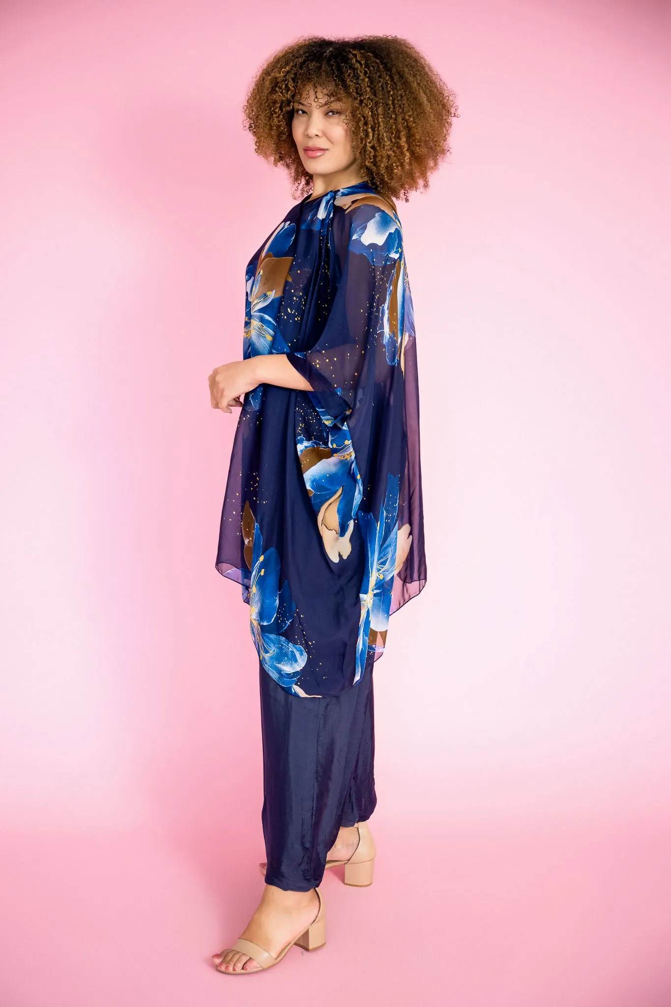 Flowy Silk Pants | Navy
