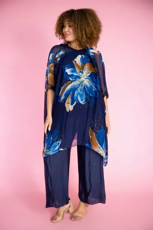 Flowy Silk Pants | Navy