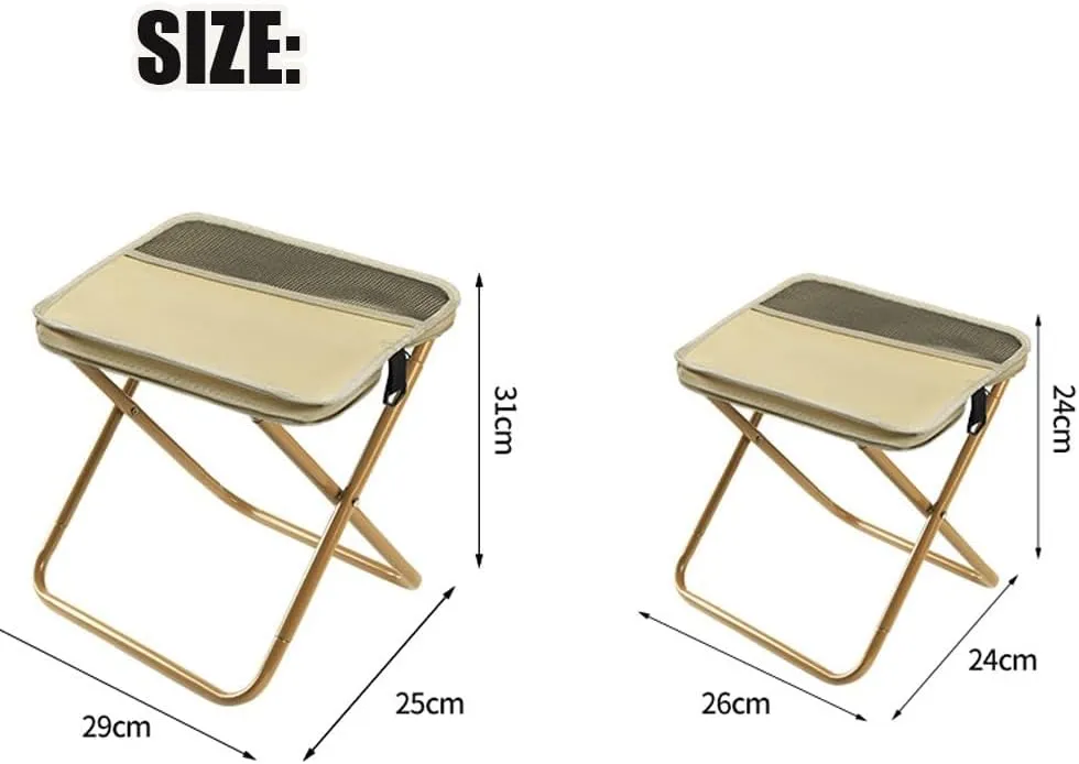 Foldable Backpack Stool, Mini Outdoor Camping Folding Stool with Strap,Portable Small Lightweight Folding Chair for Adults, Collapsible Slacker Seat for Picnics Fishing Hiking Garden(Black,Small)
