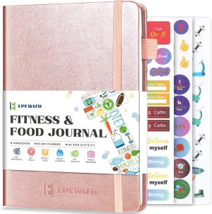 Food and Fitness Journal Hardcover Wellness Planner Workout Journal for Women Men to Track Meal and Exercise Count Calories Weight Loss Diet Training Weight Loss Tracker Undated Home and Gym