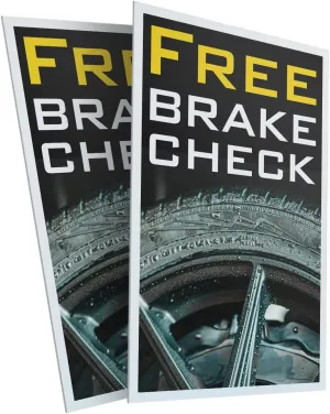 Free Brake Check (2-Pack) 24 Inch x 36 Inch Plastic Signs | Sign Insert 4mm Corrugated Plastic Signs Storefront Window Poster | Auto Repair Promotions Safety Inspections Reliable Service | Made in USA