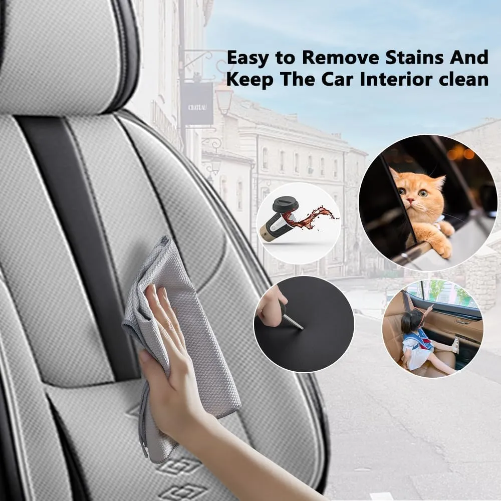 Full Set Seat Covers for Chevrolet Blazer EV 2024 2025,Leather Car Seat Cover,Soft Seat Cushion Covers with Airbag,Waterproof Automobile Seat Protectors for Blazer EV(Black Gray,Deluxe)