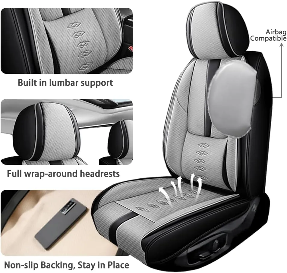 Full Set Seat Covers for Chevrolet Blazer EV 2024 2025,Leather Car Seat Cover,Soft Seat Cushion Covers with Airbag,Waterproof Automobile Seat Protectors for Blazer EV(Black Gray,Deluxe)