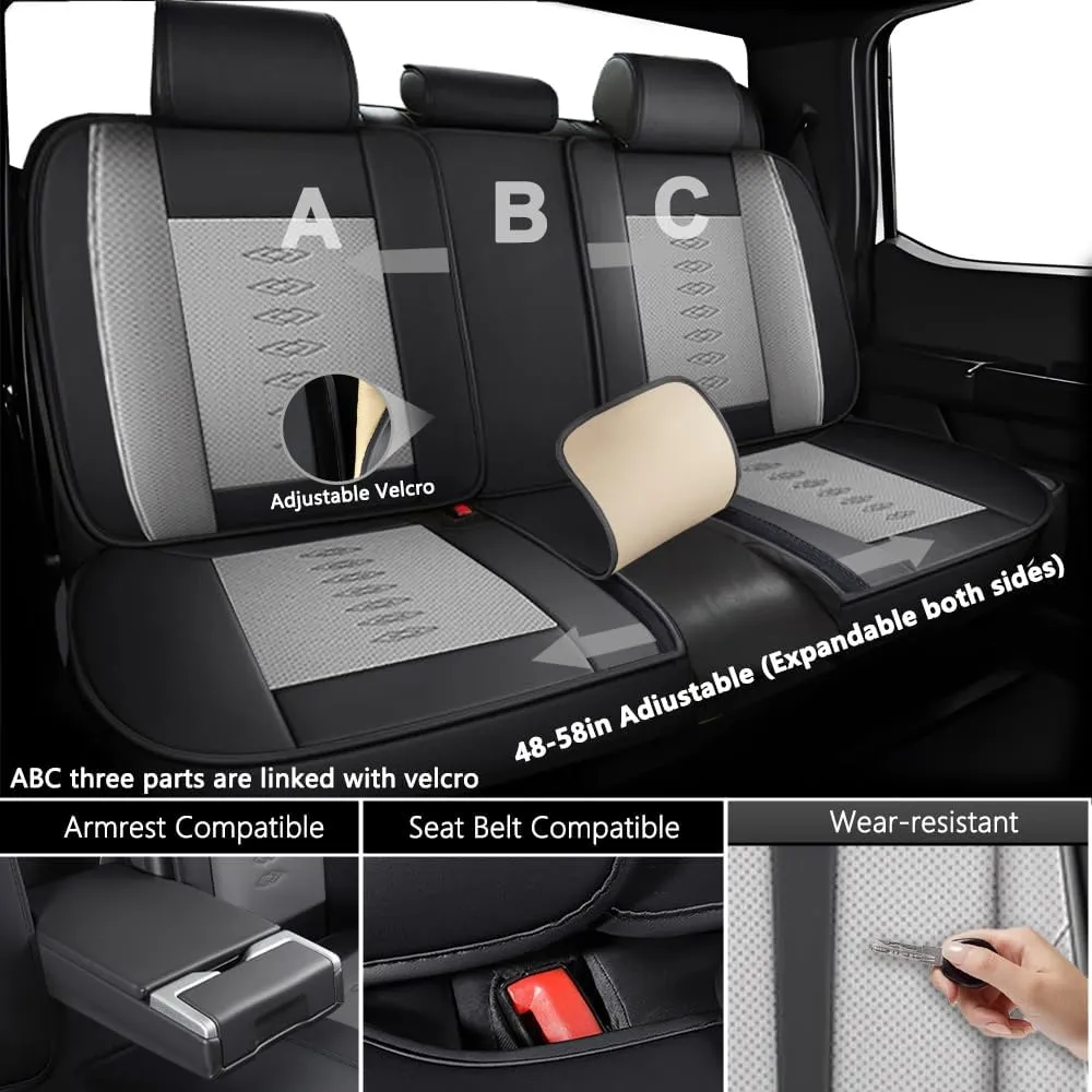 Full Set Seat Covers for Chevrolet Blazer EV 2024 2025,Leather Car Seat Cover,Soft Seat Cushion Covers with Airbag,Waterproof Automobile Seat Protectors for Blazer EV(Black Gray,Deluxe)