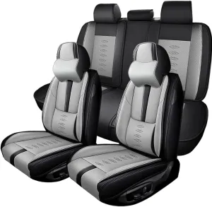 Full Set Seat Covers for Chevrolet Blazer EV 2024 2025,Leather Car Seat Cover,Soft Seat Cushion Covers with Airbag,Waterproof Automobile Seat Protectors for Blazer EV(Black Gray,Deluxe)