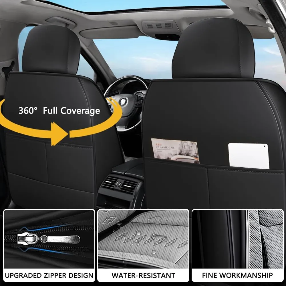 Full Set Seat Covers for Chevrolet Blazer EV 2024 2025,Leather Car Seat Cover,Soft Seat Cushion Covers with Airbag,Waterproof Automobile Seat Protectors for Blazer EV(Black Gray,Deluxe)