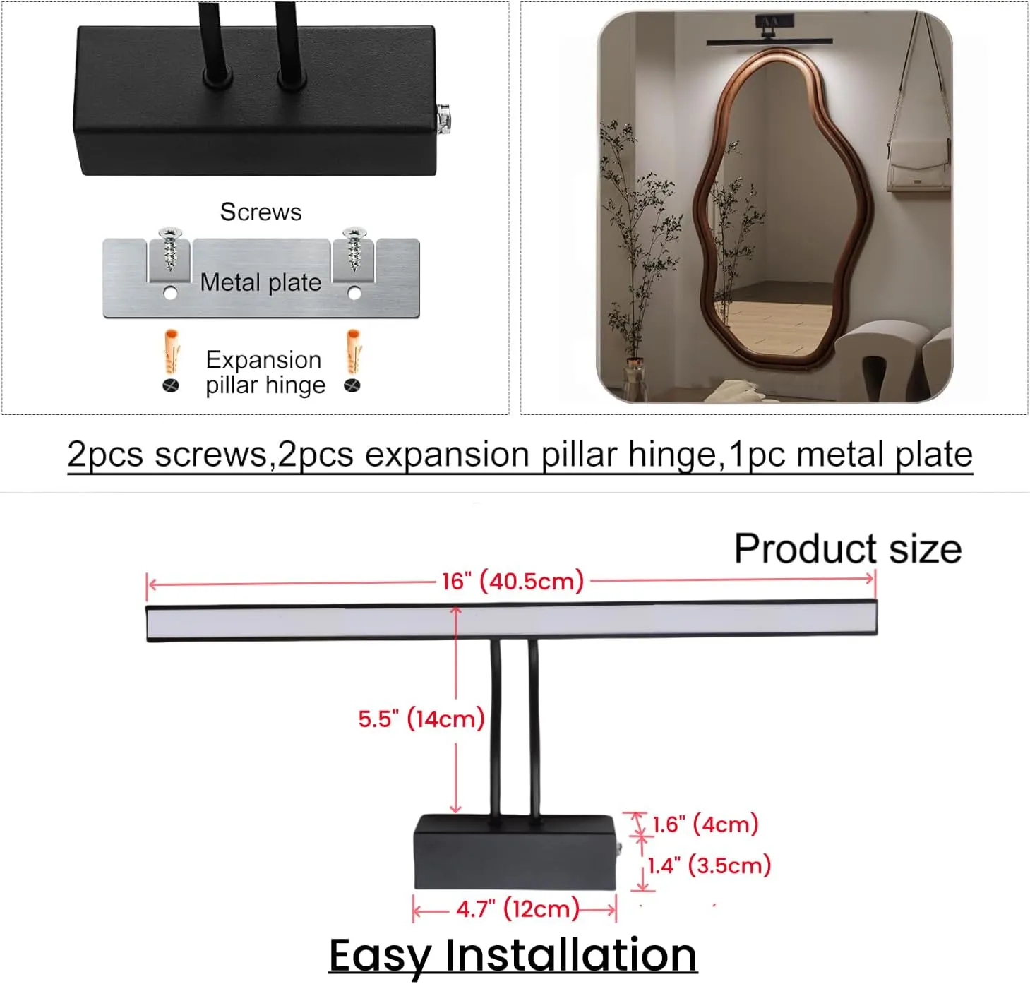 FUNCHDAY Dimmable Picture Light with Remote, 2 Colors Wireless Art Lights for Wall, 5000mAh Rechargeable Battery Gallery Pictures Lights, 16in Metal Display Light for Photo,Frame (Black)