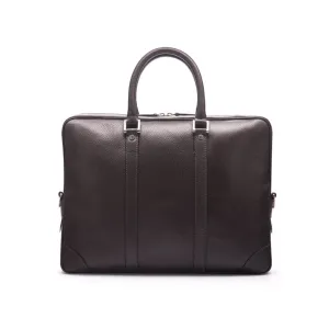 Gainsborough Leather 15" Laptop Bag - Brown With Silver