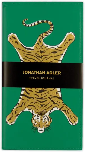 Galison Jonathan Adler Safari PU Travel Journal – 4.5” x 8.25” – Gorgeous Notebook Journal with Vegan Leather Foil-Stamped Cover, Features Lined and Graph Paper, Card Slit and Pen Loop