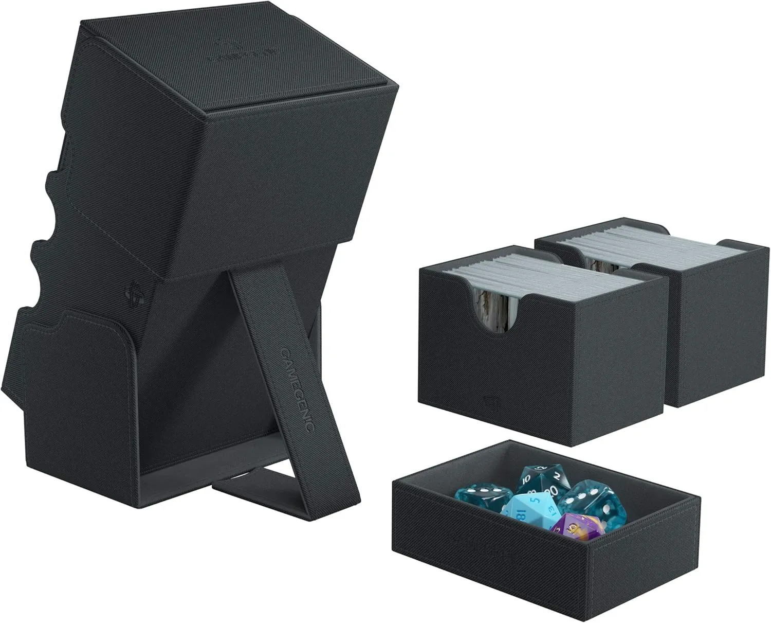 GameGenic Card Deck Box - Deck Convertible Black 200CT – Durable and Sturdy TCG, OCG Card Storage – Compatible with Pokemon Yugioh Commander and MTG Magic: The Gathering Cards