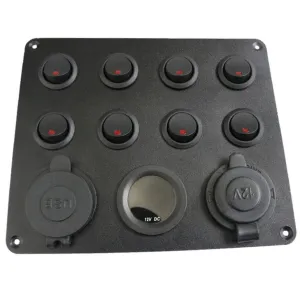 Gang Switch Panel with Dual USB for Car Boat and Rv to Control Panel with Cigarette Lighter Holder and Voltage Display for External Devices